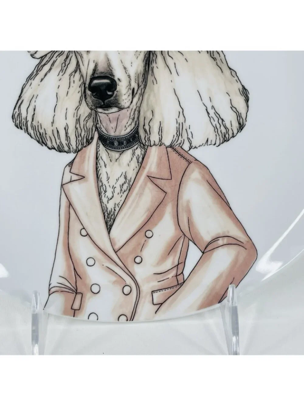 West Elm Rachel Kozlowski Dapper White Poodle Dog 8.5